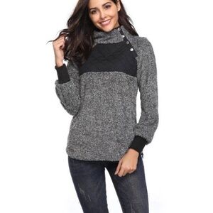 Teddy bear asymmetric closure pullover.  NWT